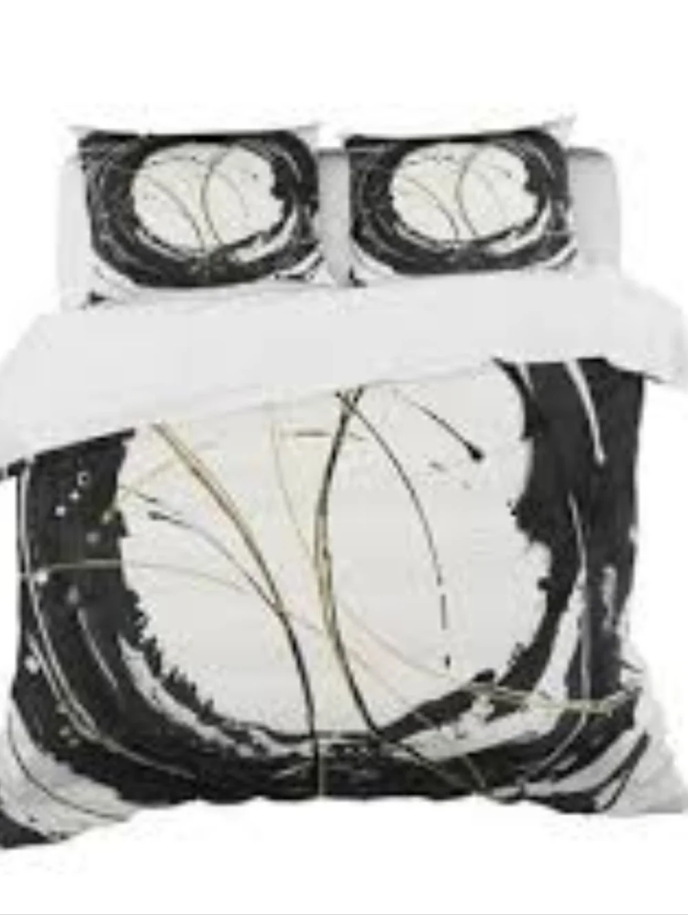 Gold Metallic Circle' Glam Bedding Set - Duvet Cover & Shams Queen